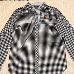 Men's Cutter & Buck Auburn Black and White Checkered Shirt